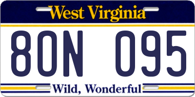 WV license plate 8ON095