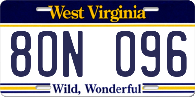 WV license plate 8ON096