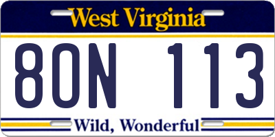 WV license plate 8ON113