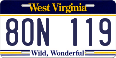 WV license plate 8ON119