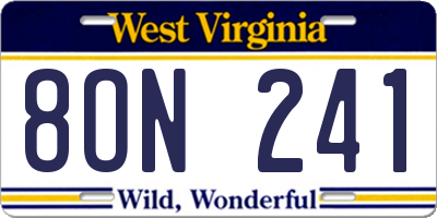 WV license plate 8ON241