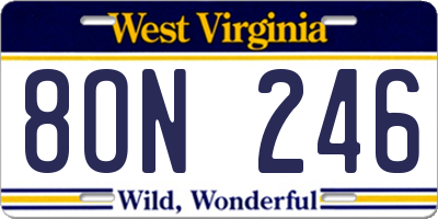 WV license plate 8ON246