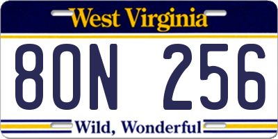 WV license plate 8ON256