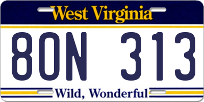 WV license plate 8ON313