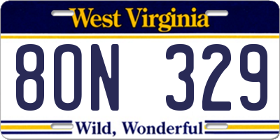 WV license plate 8ON329
