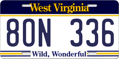 WV license plate 8ON336