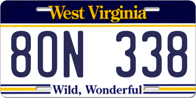 WV license plate 8ON338