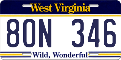 WV license plate 8ON346