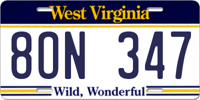 WV license plate 8ON347