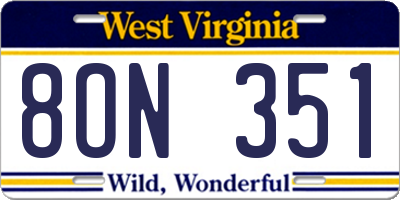 WV license plate 8ON351