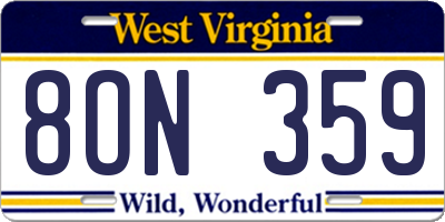 WV license plate 8ON359