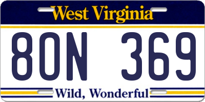 WV license plate 8ON369