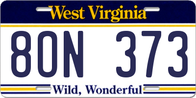 WV license plate 8ON373