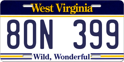 WV license plate 8ON399