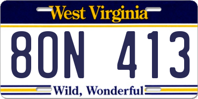 WV license plate 8ON413
