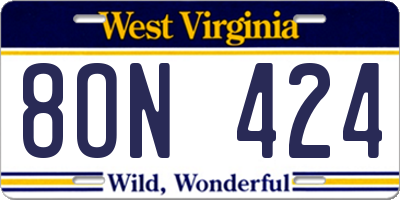 WV license plate 8ON424