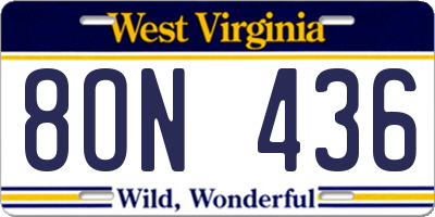 WV license plate 8ON436