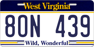WV license plate 8ON439
