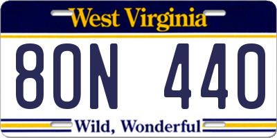 WV license plate 8ON440