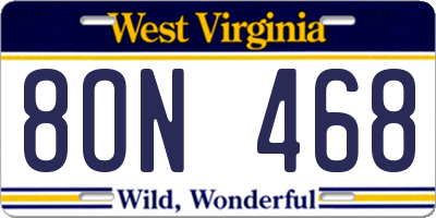 WV license plate 8ON468