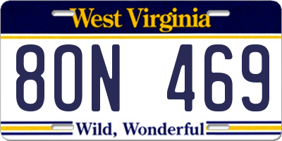 WV license plate 8ON469
