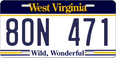 WV license plate 8ON471