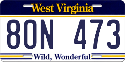 WV license plate 8ON473