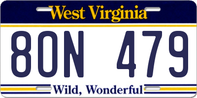 WV license plate 8ON479