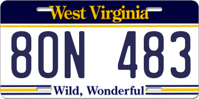 WV license plate 8ON483