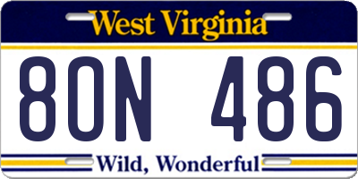 WV license plate 8ON486