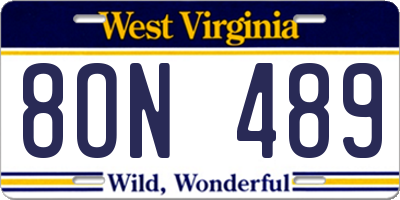 WV license plate 8ON489