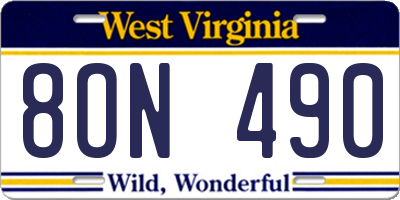 WV license plate 8ON490