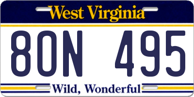 WV license plate 8ON495