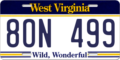 WV license plate 8ON499