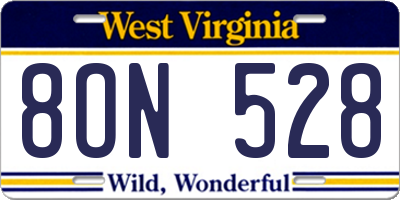 WV license plate 8ON528