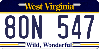 WV license plate 8ON547