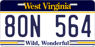 WV license plate 8ON564