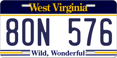 WV license plate 8ON576