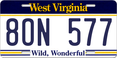 WV license plate 8ON577