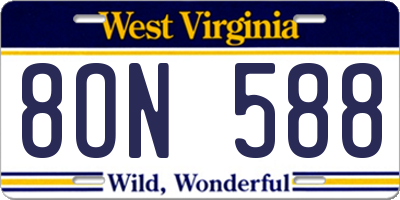 WV license plate 8ON588