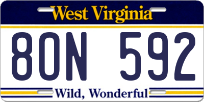 WV license plate 8ON592