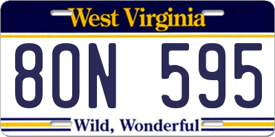 WV license plate 8ON595