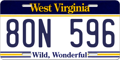 WV license plate 8ON596