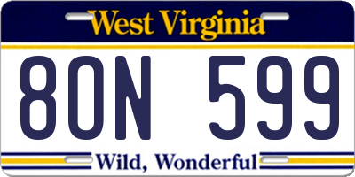 WV license plate 8ON599
