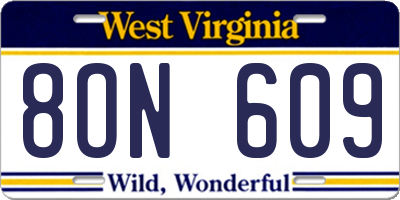 WV license plate 8ON609