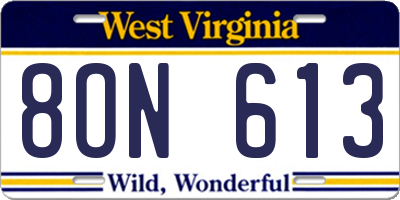 WV license plate 8ON613