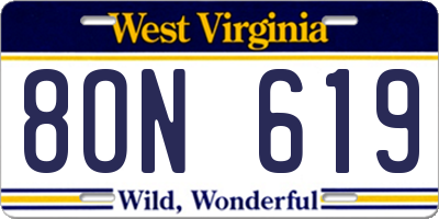 WV license plate 8ON619