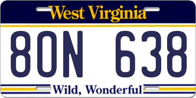 WV license plate 8ON638