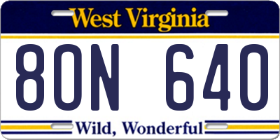 WV license plate 8ON640