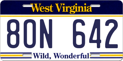 WV license plate 8ON642